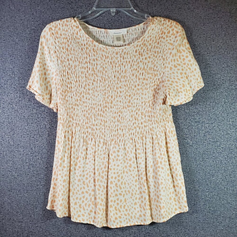 Urban Romantics Size Small Cream and Orange Leopard Print Babydoll Top/Blouse